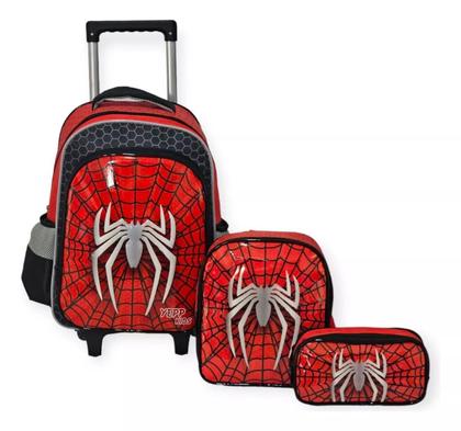 Imagem de Kit Mochila De Carrinho Escolar Aranha Infantil Grande Yepp