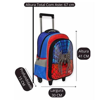 Imagem de Kit Mochila De Carrinho Escolar Aranha Infantil Grande Yepp