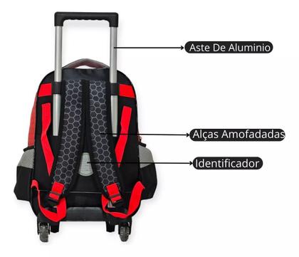 Imagem de Kit Mochila De Carrinho Escolar Aranha Infantil Grande Yepp