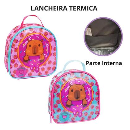 Imagem de Kit Mochila De Carrinho Transparente Com Chaveiro Capivara De Pelúcia Grande Escolar 2026