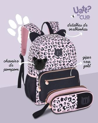 Imagem de Kit Mochila De Costas Com Estojo Rosa Oncinha Uatt Clio