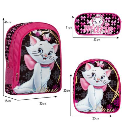 Imagem de Kit Mochila De Costas Com Lancheira Roxa Gata Marie Toys 2u