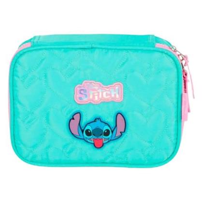 Imagem de Kit Mochila de Costas Escolar + Estojo Box Stitch Disney, Turquesa, Luxcel