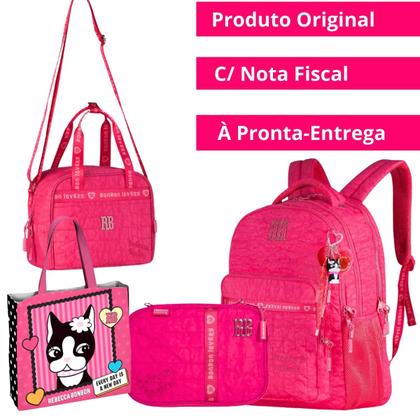 Imagem de Kit Mochila De Costas Escolar Rebecca Bonbon Com Lancheira Térmica Estojo Box E De Brinde Sacola Eco Bag Juvenil Clio