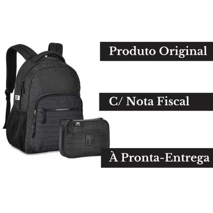 Imagem de Kit Mochila de Costas P/ Notebook Sport C/ Estojo Box Preto - Bolsa Escolar Juvenil - Clio
