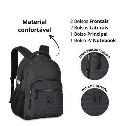 Imagem de Kit Mochila de Costas P/ Notebook Sport C/ Estojo Box Preto - Bolsa Escolar Juvenil - Clio