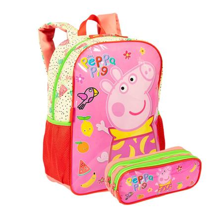 Imagem de Kit Mochila De Costas ''Peppa Pig'' Com Estojo Duplo Escolar