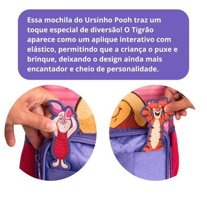 Imagem de Kit Mochila De Costas Ursinho Pooh De Carmuça Escolar Com Lancheira Térmica Ideal Para Creche Disney Licenciado Clio