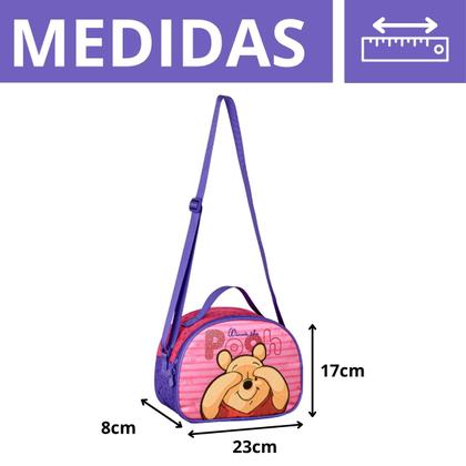 Imagem de Kit Mochila De Costas Ursinho Pooh De Carmuça Escolar Com Lancheira Térmica Ideal Para Creche Disney Licenciado Clio
