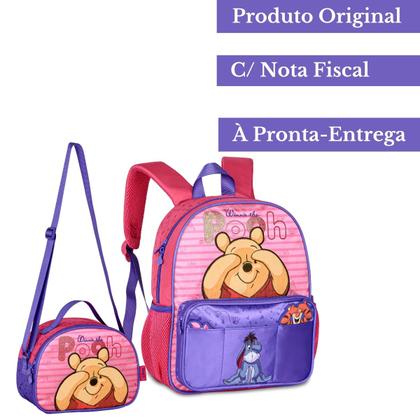 Imagem de Kit Mochila De Costas Ursinho Pooh E Lancheira Térmica Escolar Infantil Creche Passeio Licenciada Disney Winnie Clio