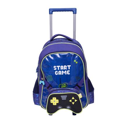 Imagem de Kit Mochila De Rodas 17" Game 3D Lancheira Estojo Escolar