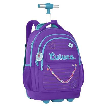 Imagem de Kit Mochila De Rodas Luluca Com Estojo Box Escolar -Roxo