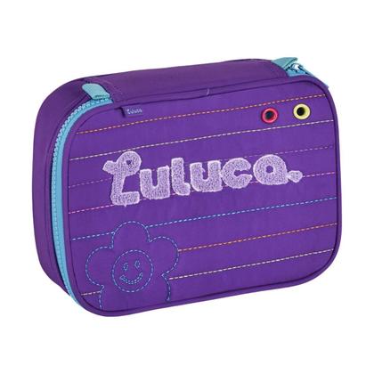 Imagem de Kit Mochila De Rodas Luluca Com Estojo Box Escolar -Roxo