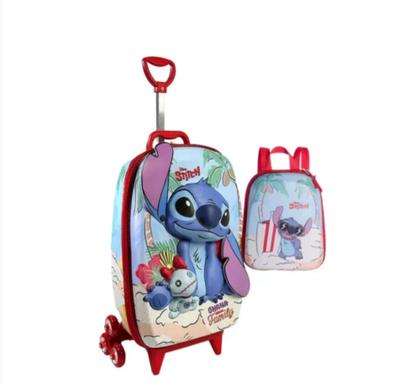 Imagem de Kit Mochila De Rodas Stitch  3d Lancheira Escolar
