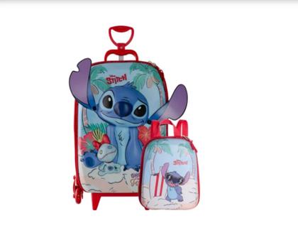 Imagem de Kit Mochila De Rodas Stitch  3d Lancheira Escolar