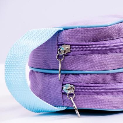 Imagem de Kit Mochila de Rodinha Escolar Sereia Infantil Feminino + Lancheira Transversal + Estojo Duplo Menina Cristal