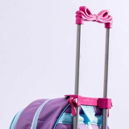 Imagem de Kit Mochila de Rodinha Escolar Sereia Infantil Feminino + Lancheira Transversal + Estojo Duplo Menina Cristal