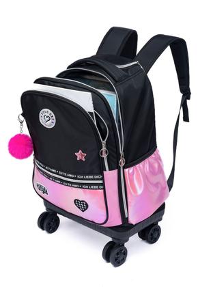 Imagem de Kit Mochila De Rodinha Juvenil Menina Bolsa Escolar Lancheira Térmica Estojo