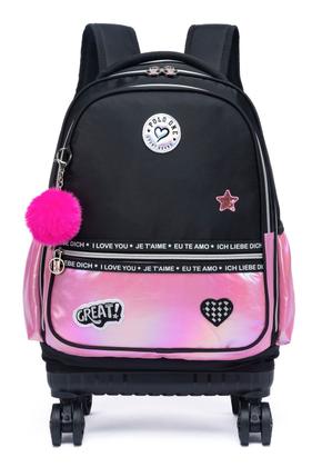 Imagem de Kit Mochila De Rodinha Juvenil Menina Bolsa Escolar Lancheira Térmica Estojo