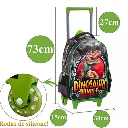 Imagem de Kit Mochila De Rodinha, Lancheira E Estojo Do Dinossauro