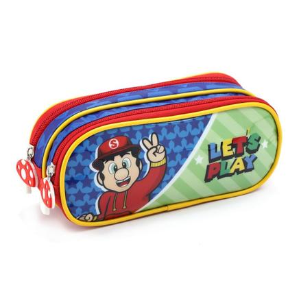 Imagem de Kit Mochila de Rodinha, Lancheira e Estojo do Mario