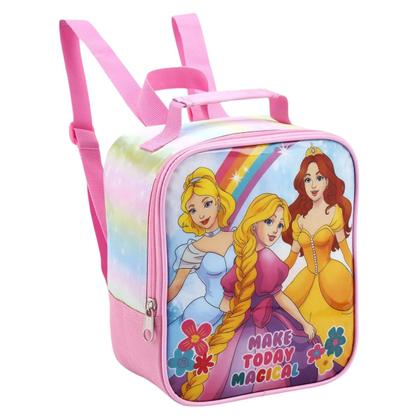Imagem de Kit Mochila De Rodinha Lancheira E Estojo Escolar Infantil Feminina Menina Princesa Rosa