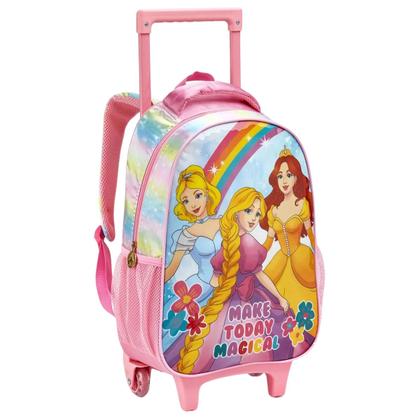 Imagem de Kit Mochila De Rodinha Lancheira E Estojo Escolar Infantil Feminina Menina Princesa Rosa