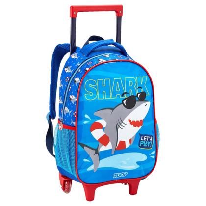 Imagem de Kit Mochila De Rodinha Lancheira Estojo Escolar Infantil Menino Masculina Tubarão