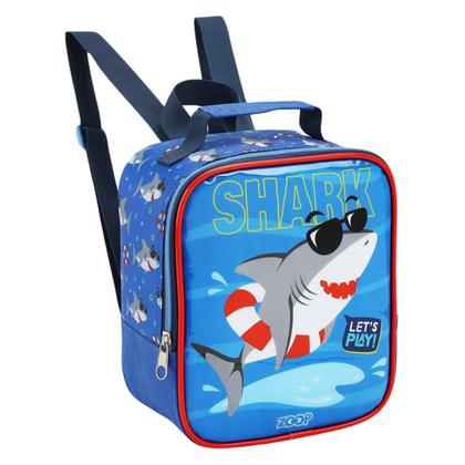 Imagem de Kit Mochila De Rodinha Lancheira Estojo Escolar Infantil Menino Masculina Tubarão