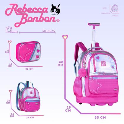 Imagem de Kit Mochila de Rodinha Rebecca Bonbon Holográfica Lancheira Estojo Original