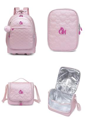 Imagem de Kit Mochila de Rodinhas Escolar Juvenil Feminina Reforçada