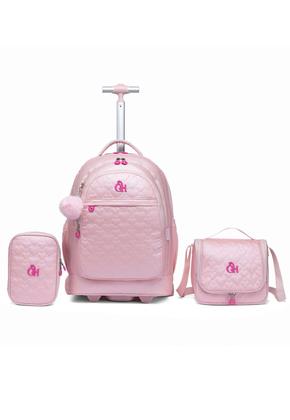 Imagem de Kit Mochila de Rodinhas Escolar Juvenil Feminina Reforçada