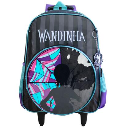 Imagem de Kit Mochila De Rodinhas + Estojo Duplo Wandinha Escolar