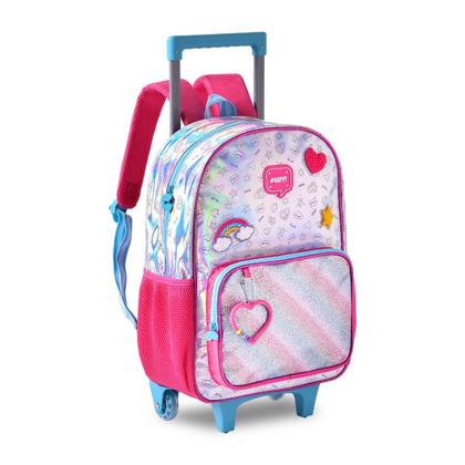 Imagem de Kit Mochila De Rodinhas Holográfico Happy Lancheira Estojo
