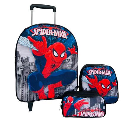 Imagem de Kit Mochila De Rodinhas Homem Aranha + Lancheira + Estojo