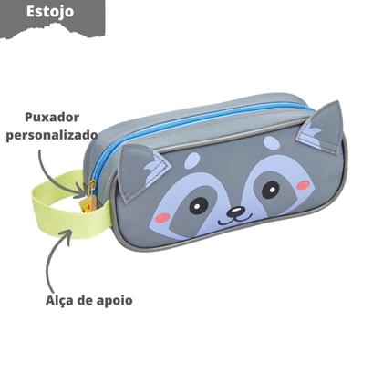 Imagem de Kit Mochila de Rodinhas Infantil Escolar Animais Lancheira Termica e Estojo Menino Menina Detalhes 3D