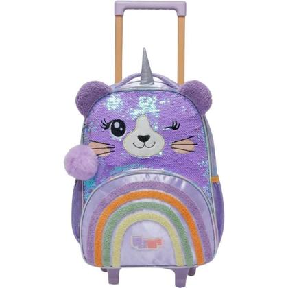 Imagem de Kit Mochila de Rodinhas Lancheira Pack Me Sweet Leopard Roxo
