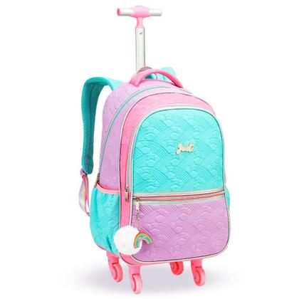 Imagem de Kit Mochila de Rodinhas + Lancheira Térmica + Estojo Box Love Just Estrelas DENLEX