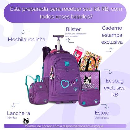 Imagem de Kit Mochila de Rodinhas Rebecca Bonbon Escolar Juvenil Original Nova 2026
