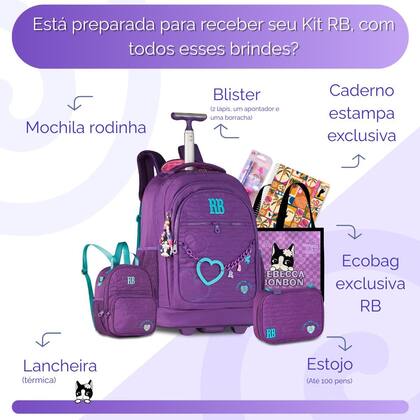 Imagem de Kit Mochila de Rodinhas Rebecca Bonbon Escolar Juvenil Original Nova 2026