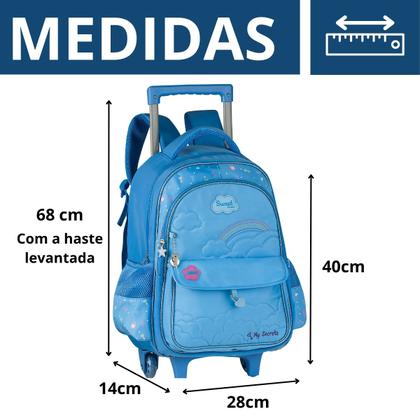 Imagem de Kit Mochila De Rodinhas Sweet Queen Com Lancheira Para Manter Alimentos Frescos e Estojo Duplo Escola Passeio Clio