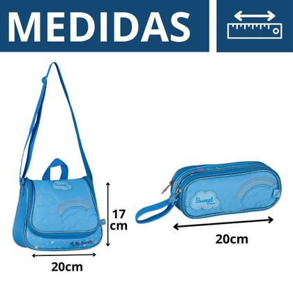 Imagem de Kit Mochila De Rodinhas Sweet Queen Com Lancheira Para Manter Alimentos Frescos e Estojo Duplo Escola Passeio Clio