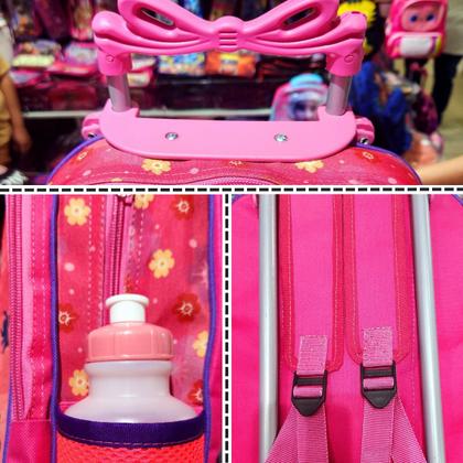 Imagem de Kit Mochila De Stitch Infantil Menina Com Rodinha Tamanho G Reforçado e Lancheira Termica