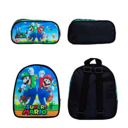 Imagem de Kit Mochila do Super Mario com Rodinhas + Lancheira Térmica + Estojo Escolar