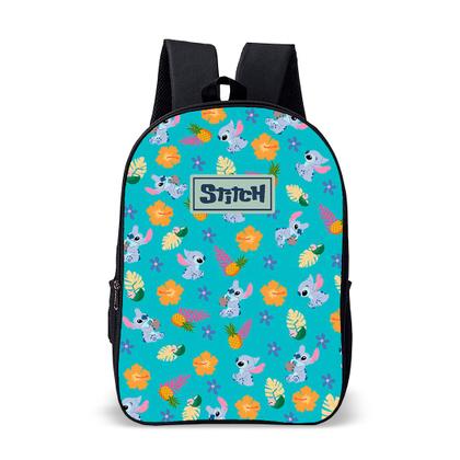 Imagem de Kit Mochila E Estojo Avulso Escolar Feminino Fundo Azul Stitch Alienígena Fofa Volta Às Aulas