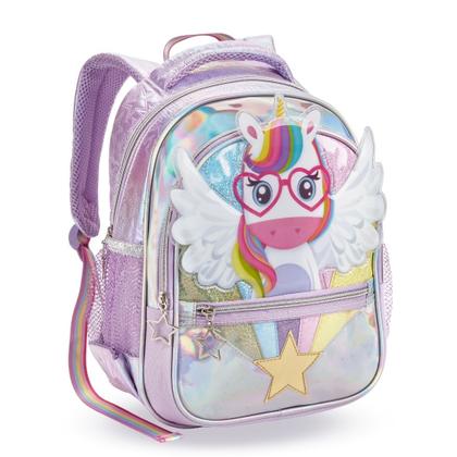 Imagem de Kit Mochila e Estojo Escolar Infantil Unicórnio