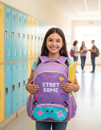 Imagem de Kit Mochila e Estojo Removível Start Gamer Meninas Infantil