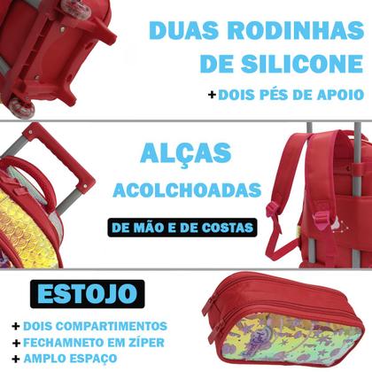 Imagem de Kit mochila escolar 2 rodas lancheira e estojo sweet girl