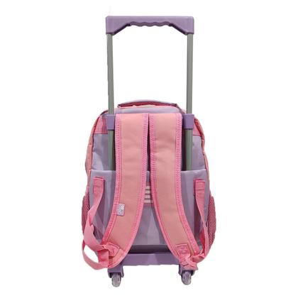 Imagem de Kit Mochila Escolar Arco-Íris Infantil Com Carrinho Menina