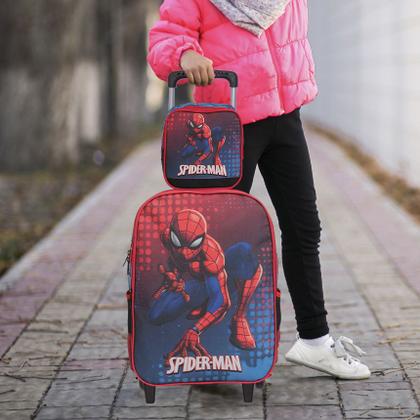 Imagem de Kit Mochila Escolar Bolsa Masculina Spider Man Carrinho